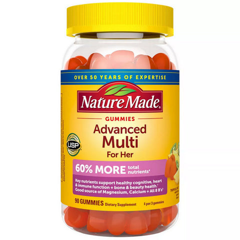 Nature Made, Advanced Multi For Her Tropical Fruit Gummies, 90 Count (Case Of 3)