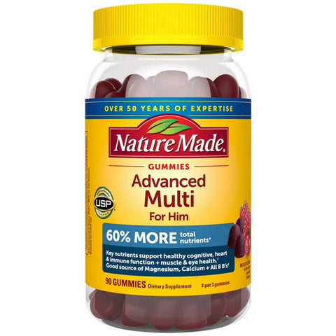 Nature Made, Advanced Multi For Him Mixed Berry Gummies, 90 Count (Case Of 3)