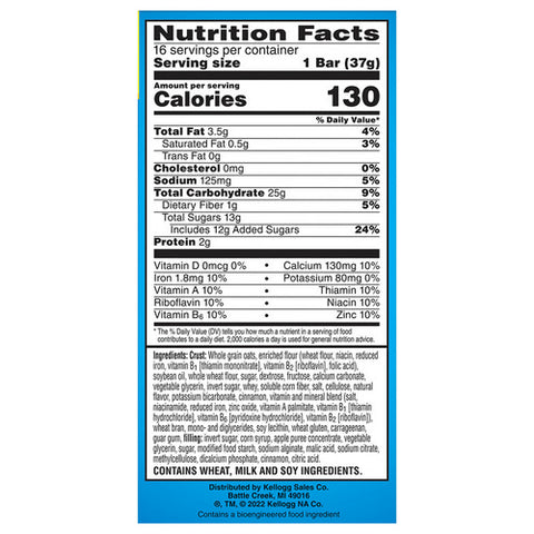 Nutri-Grain, Apple Cinnamon Soft Baked Breakfast Bars, 20.8 Oz (Case Of 6)