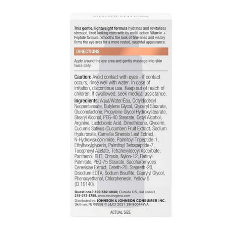 Neutrogena, Rapid Firming Peptide Multi Action Eye Cream, 0.5 Oz (Case Of 3)