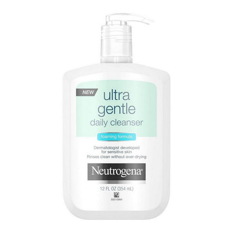 Neutrogena, Ultra Gentle Daily Face Wash For Sensitive Skin Foaming Facial Cleanser, 12 Oz (Case Of 3)