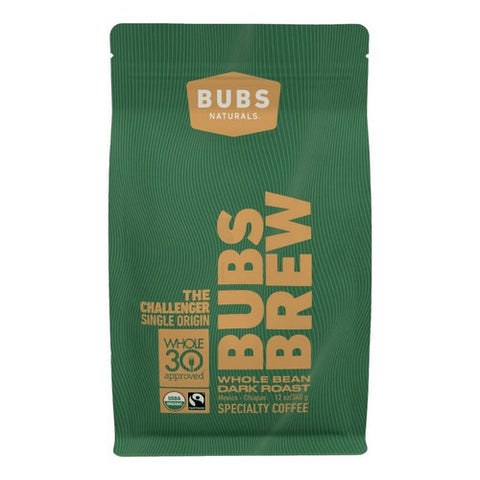 Bubs Naturals, Challenger Coffee Dark Roast Whole Bean, 12 Oz