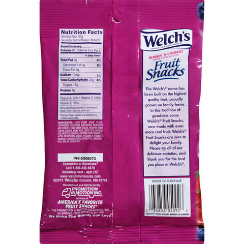 Welch's, Berries And Cherries Fruit Snacks, 5 Oz (Case Of 12)