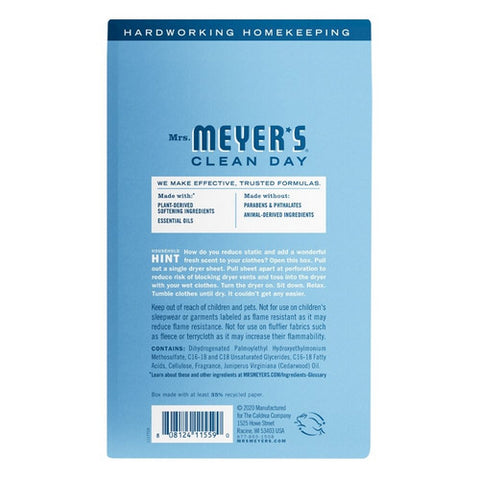 Mrs. Meyers Clean Day, Rain Water Laundry Dryer Sheets, 80 Count