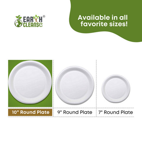 Earth Cleanse, Bagasse 10-Inch Round Plates, Pack of 25