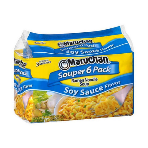 Soy Sauce Flavored Ramen Noodle Soup Souper 6 Pack 18 Oz (Case Of 4) by Maruchan