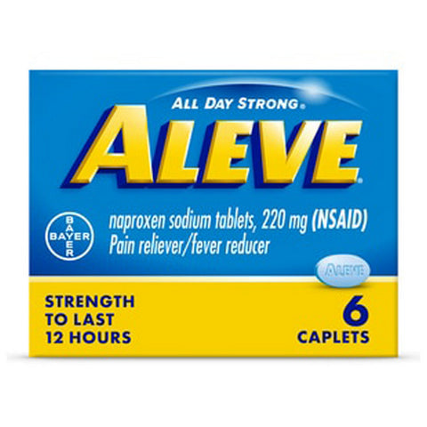 Aleve, Naproxen Sodium Pain Reliever Fever Reducer Caplets, 6 Count (Case Of 6)
