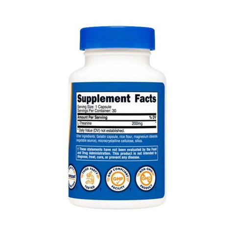 Nutricost, L-Theanine Capsules, 200 Mg, 30 Count