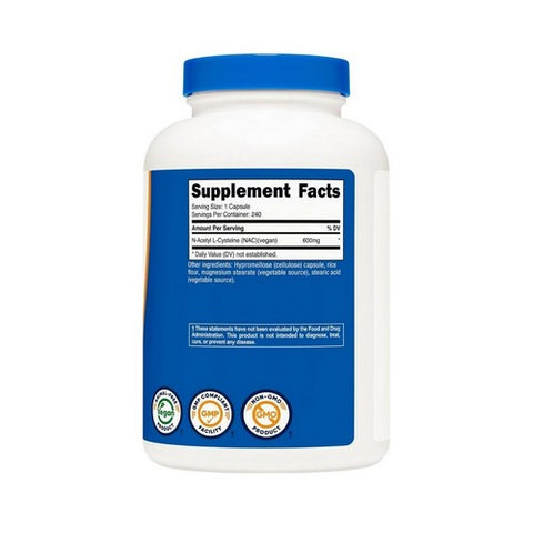 Nutricost, N-Acetyl L-Cysteine NAC Capsules, 600 Mg, 240 Count