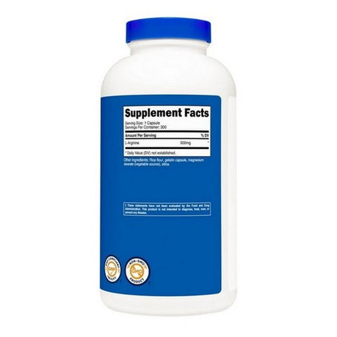 Nutricost, L-Arginine Capsules, 500 Mg, 300 Capsules