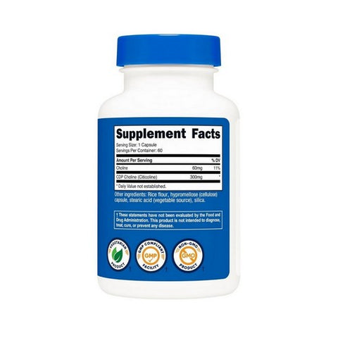 Nutricost, CDP Choline Capsules, 300 Mg, 60 Count