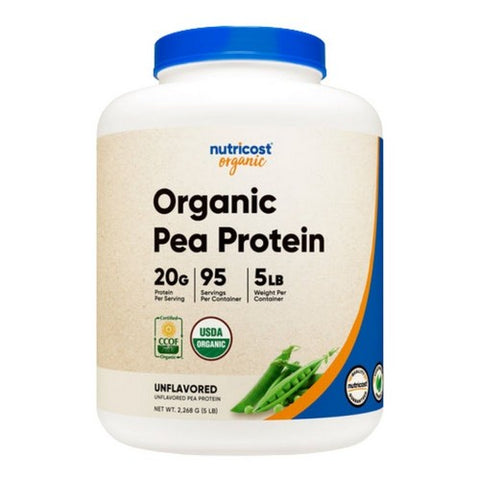 Nutricost, Organic Pea Protein Isolate Powder Unflavored, 5 Lbs