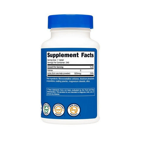 Nutricost, Iodine Tablets, 325 Mcg, 240 Count