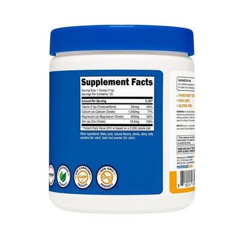 Nutricost, Calcium Magnesium Zinc D3 Powder Peach Mango, 30 Serving