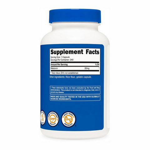 Nutricost, Melatonin Capsules, 20 Mg, 240 Count