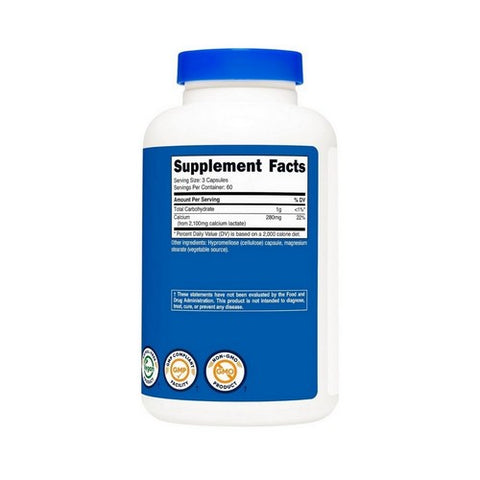 Nutricost, Calcium Lactate Capsules, 2100 Mg, 180 Count