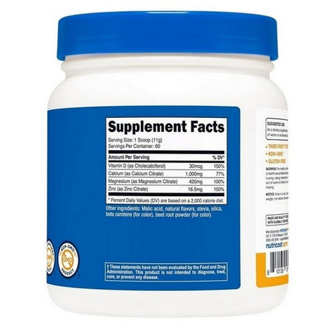 Nutricost, Calcium Magnesium Zinc D3 Powder Peach Mango, 60 Servings