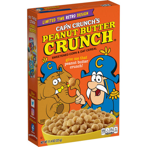 Capn Crunchs, Sweetened Corn And Oat Cereal Peanut Butter Crunch, 11.4 Oz (Case Of 14)