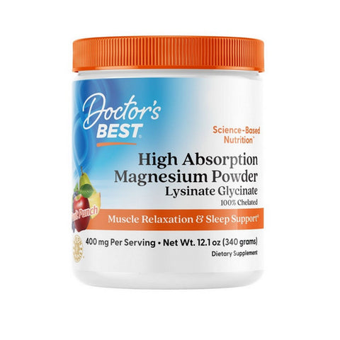 Doctors Best, High Absorption Magnesium Powder Lysinate Glycinate 100% Chelated, 400 Mg, 12.1 Oz
