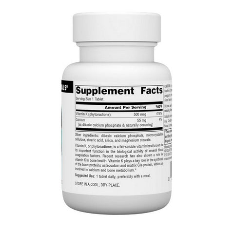 Source Naturals, Vitamin K, 500 MCG, 100 Tabs