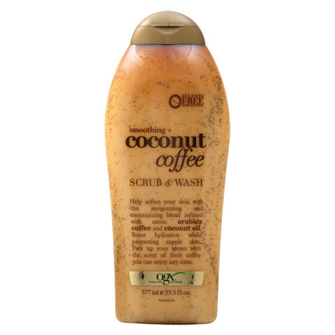 OGX, Smoothing Coconut Coffee Scrub And Wash, 19.5 Oz (Case Of 4)