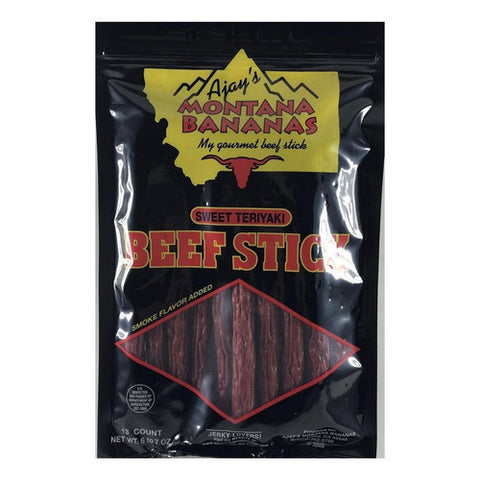 Beef Jerky Teriyaki Sticks 13 Count (Case Of 6) by Ajay's Montana Bananas
