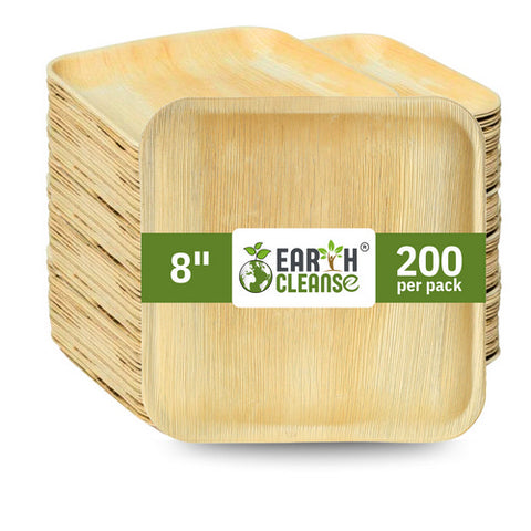 Earth Cleanse, Areca Palm Leaf Square Plates 8-Inch, Pack of 200