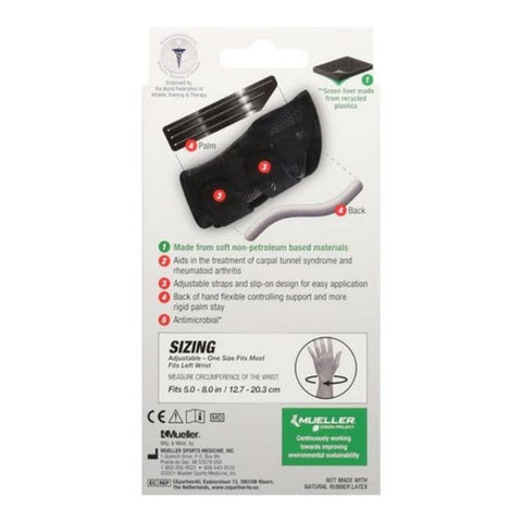Mueller, Wrist Brace Green Fitted Left One Size, 1 Count
