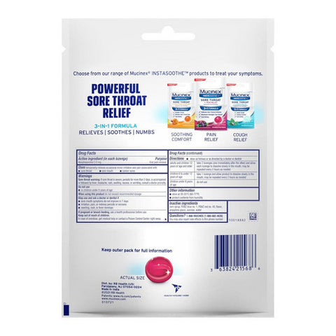 Mucinex, Instasoothe Sore Throat Pain Relief Elderberry And Wild Cherry, 40 Count