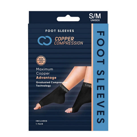 Foot Sleeve Black Small And Medium 1 Pair by Copper Compression