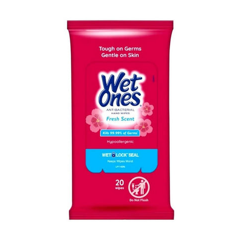 Wet Ones, Antibacterial Hand Wipes Travel Pack Fresh, 20 Count