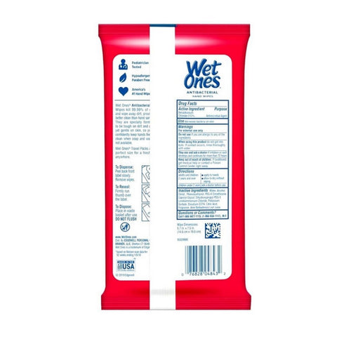 Wet Ones, Antibacterial Hand Wipes Travel Pack Fresh, 20 Count