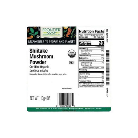 Frontier Co-op, Frontier Coop Organic Shiitake Mushroom Powder, 0.25 Lb