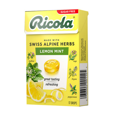 Ricola, Lemon Mint Cough Drops Sugar Free, 18 Count (Case Of 10)
