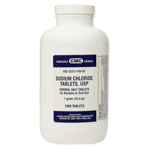 Sodium Chloride USP Normal Salt 1000 Tabs by Consolidated Midland Corp