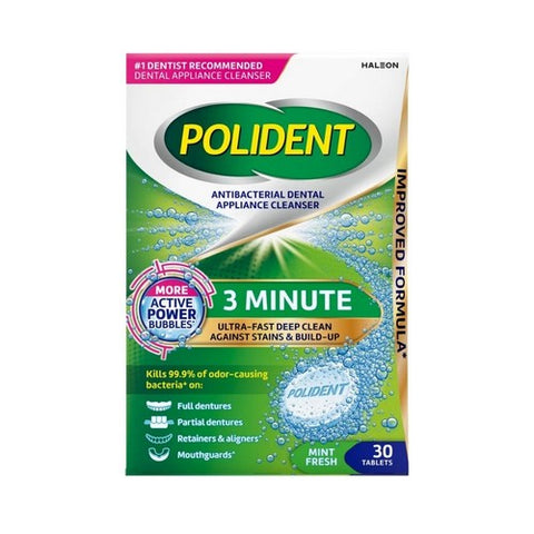 Polident, Daily Cleanser 3 Minute, 30 Tabs Polident