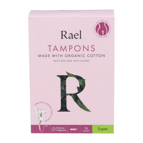 Organic Cotton Tampons With Long Applicators Super 16 Count by Rael