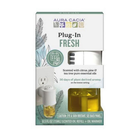 Essential Oil Plug-In Warmer Plus Refill Fresh 0.5 Oz by Aura Cacia