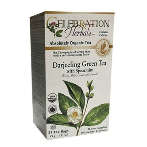 Organic Green Darjeeling With Spearmint Tea 24 Bags by Celebration Herbals