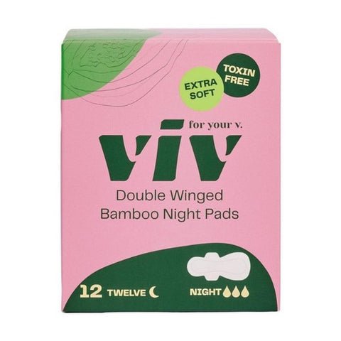 Bamboo Organic Overnight Pads For Women 12 Count by Viv For Your V