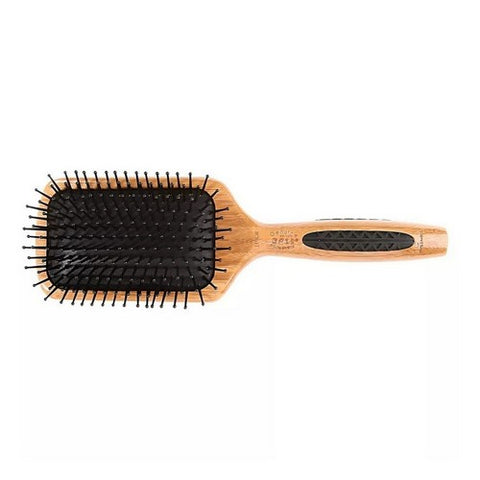 Large Paddle Hairbrush with Nylon Pins Dark Bamboo Jet Black 1 Count by Bass Brushes