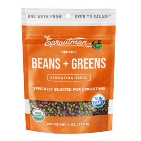 Organic Beans Plus Greens Sprouting Seed 4 Oz by Sproutman