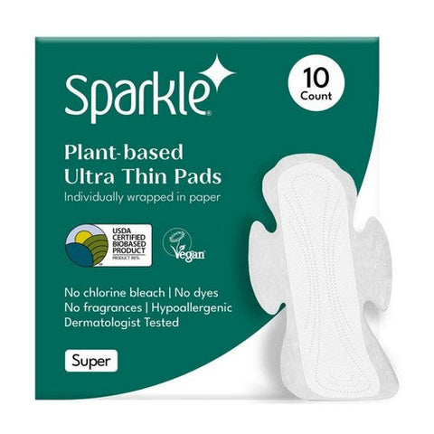 Sparkle, Plant Based Ultra Thin Pads Super, 10 Count Sparkle