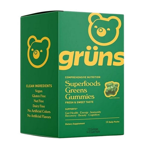 Super Greens Gummy Bears 14 Sachets by Gruns