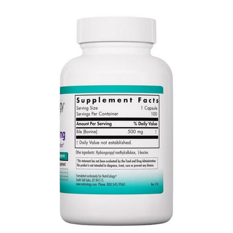 Nutricology/ Allergy Research Group, Ox Bile, 500 mg, 100 Caps