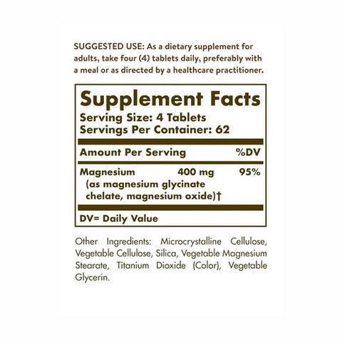 Solgar, Chelated Magnesium, 250 Tabs