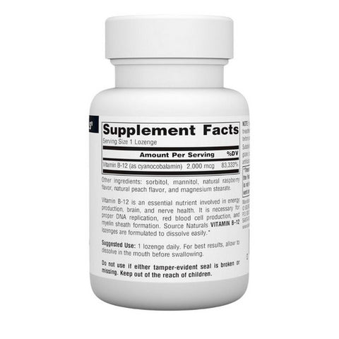 Source Naturals, Vitamin B-12, 2000 mcg, 50 Tabs