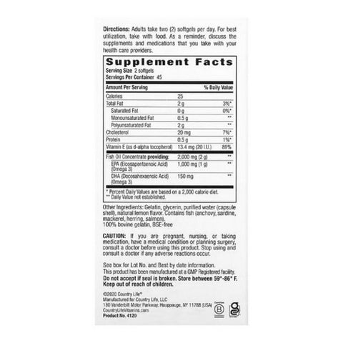 Country Life, Omega 3 Mood, 90 Softgels