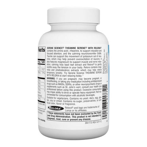 Source Naturals, Theanine Serine, W/relora 60 Tabs