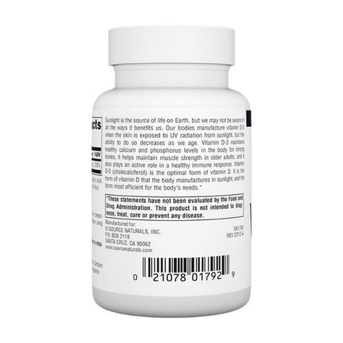 Source Naturals, Vitamin D, 1000 IU, 200 Tabs
